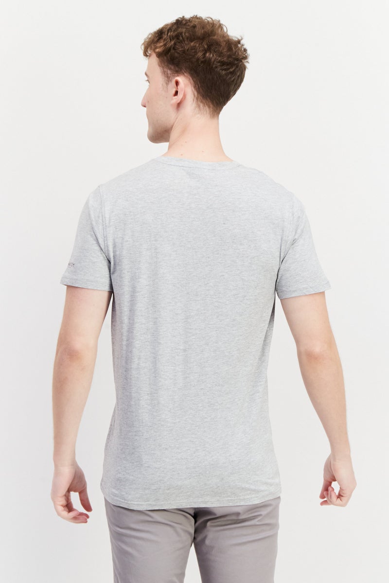 CROSSHATCH Men 2 Pc Crew Neck Short Sleeves Brand Logo T-Shirt, Grey - Image 3