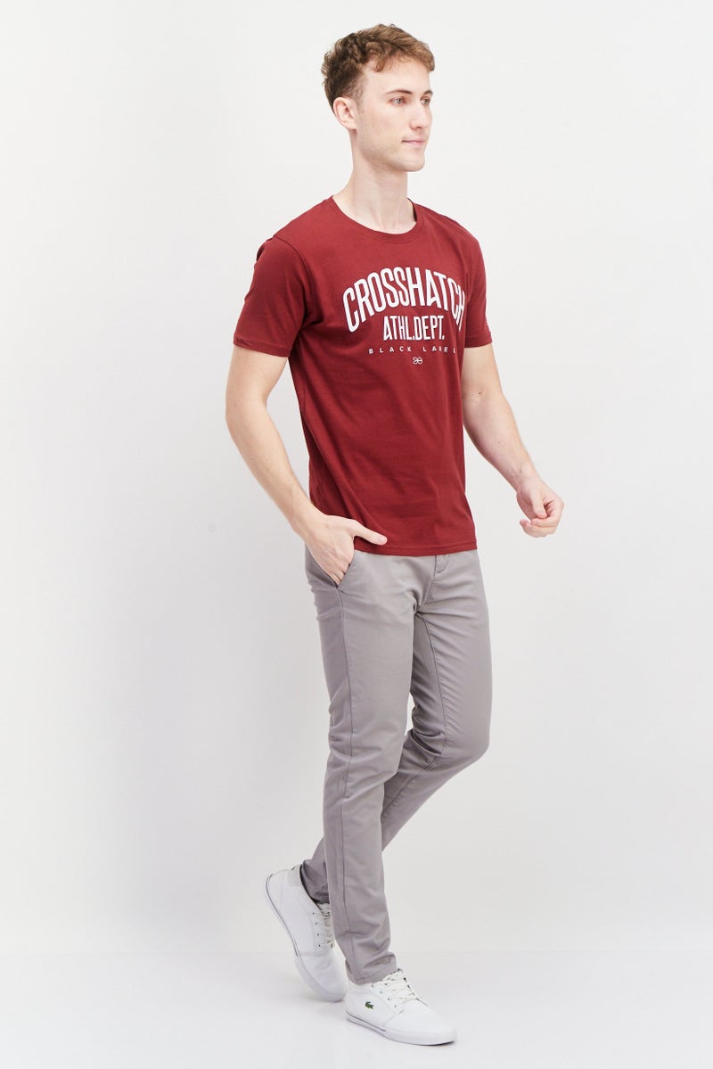 CROSSHATCH Men 2 Pc Crew Neck Short Sleeves Brand Logo T-Shirt, Grey - Image 4