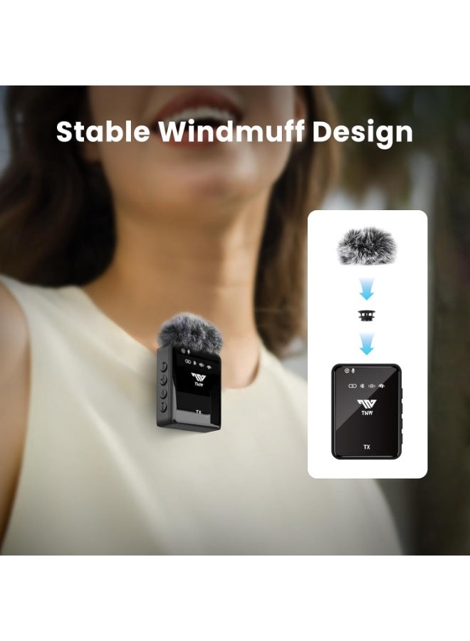 TNW N11 Wireless Lavalier Dual Microphone with Charging Box, Lapel Mic with One-click Noise Reduction, 50M, Compact Mic System for iPhone/ Android, Vlog, Podcast, Streaming, Video Recording, Interview - Image 3