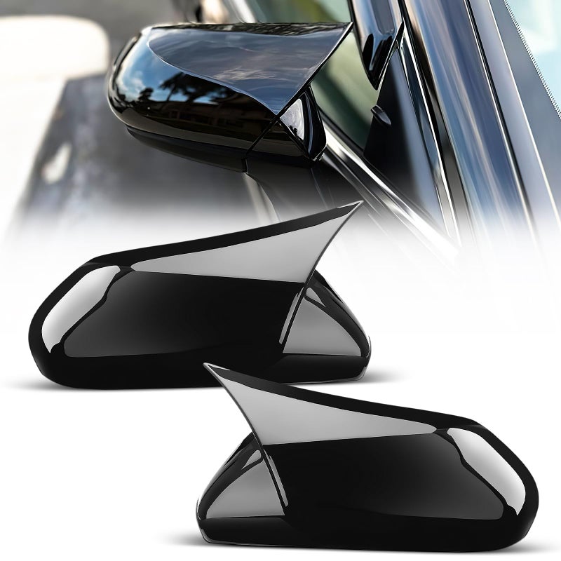 ACLONG Glossy Black Mirror Covers Fit for Toyota Camry 2018-2025 â€“ Ox Horn Design, Driver & Passenger Side Rearview Cap Replacement (1 Pair) - Image 1