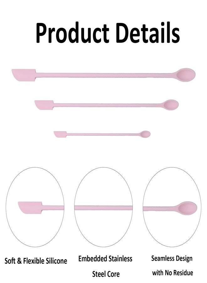 AUXBC 4Pcs Pink Mini Silicone Spatula Set, Tiny Makeup Spatulas Cosmetics Scraper, Small Rubber Spatula Food Scraper, Jar Scrapers for Beauty Products and Kitchen Use - Image 3