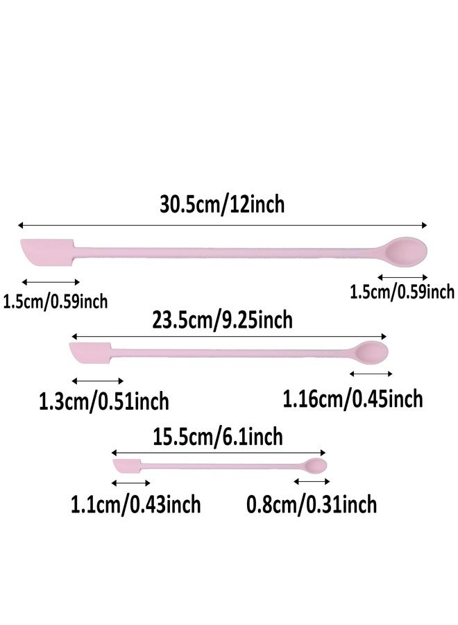 AUXBC 4Pcs Pink Mini Silicone Spatula Set, Tiny Makeup Spatulas Cosmetics Scraper, Small Rubber Spatula Food Scraper, Jar Scrapers for Beauty Products and Kitchen Use - Image 2