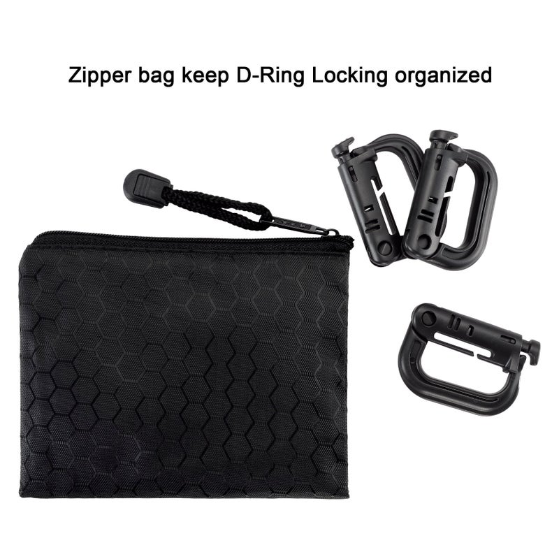 BOOSTEADY 10 Pack Multipurpose D-Ring Grimlock Locking for Molle Webbing with Zippered Pouch - Image 2