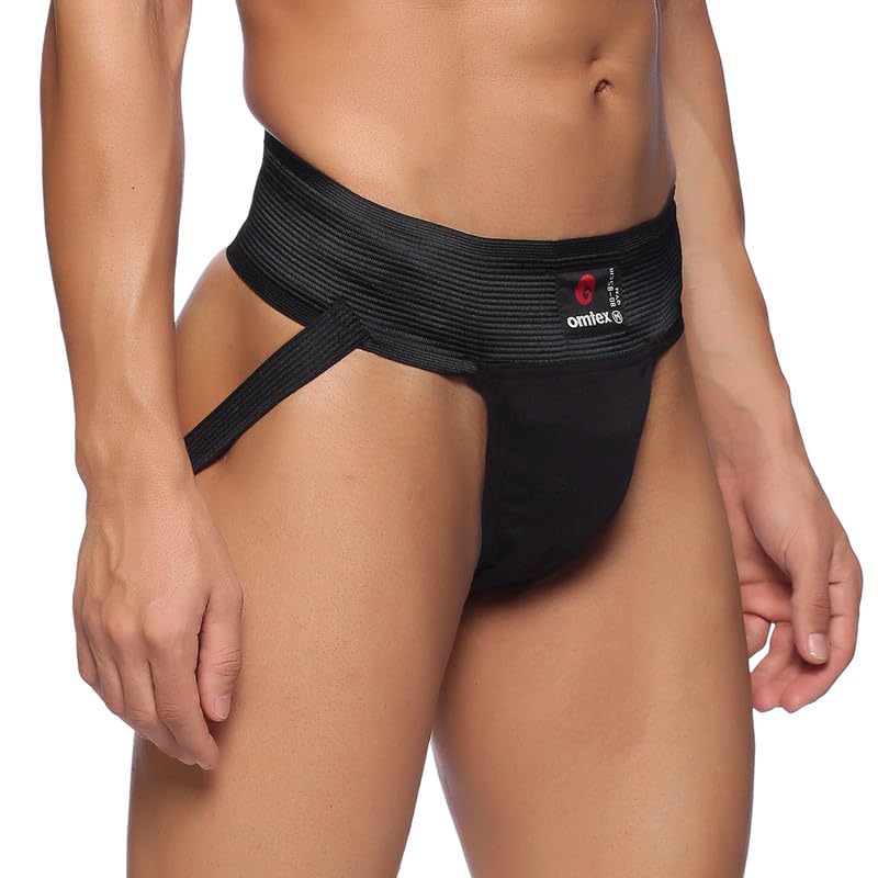 omtex Men’s Athletic Gym Jockstrap Cotton Supporter - Mid Rise, Solid Pattern - Black, M - Stretchable, Breathable Fabric, Hand Wash Only, Pack of 2, Ideal for Sports, Fitness, and Physical Activities - Image 4