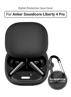huanmate Anker Soundcore Liberty 4 Pro Silicone Case Cover - Black - Made with Soft Silicone, Lightweight & Durable - Stylish Design, Accurate Cut-outs, Easy Installation & Removal  - Image 1