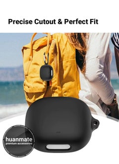 huanmate Anker Soundcore Liberty 4 Pro Silicone Case Cover - Black - Made with Soft Silicone, Lightweight & Durable - Stylish Design, Accurate Cut-outs, Easy Installation & Removal  - Image 2