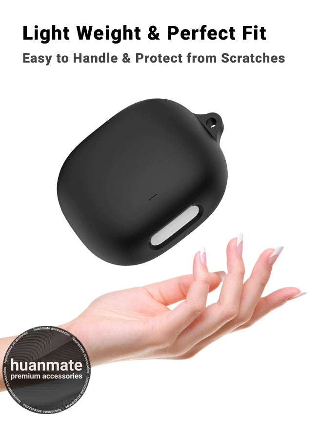 huanmate Anker Soundcore Liberty 4 Pro Silicone Case Cover - Black - Made with Soft Silicone, Lightweight & Durable - Stylish Design, Accurate Cut-outs, Easy Installation & Removal  - Image 3