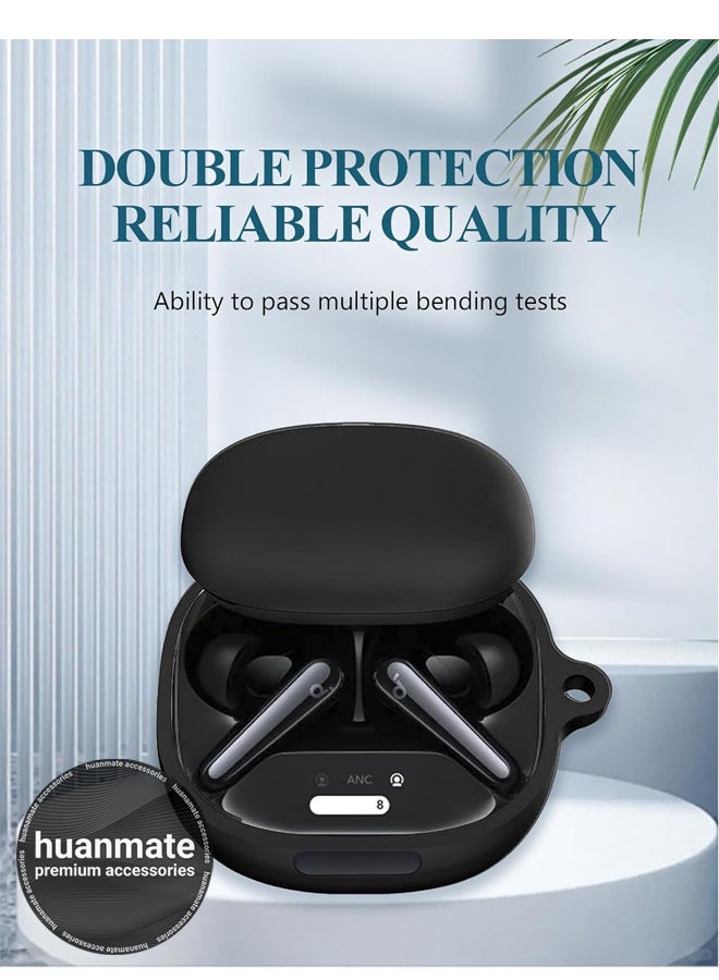 huanmate Anker Soundcore Liberty 4 Pro Silicone Case Cover - Black - Made with Soft Silicone, Lightweight & Durable - Stylish Design, Accurate Cut-outs, Easy Installation & Removal  - Image 5