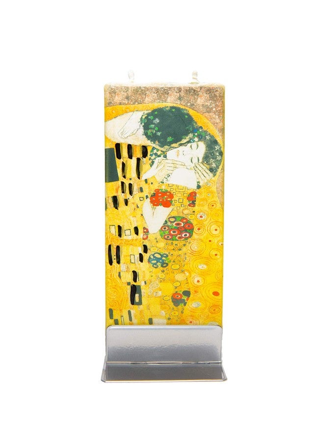 Flatyz Hand Painted Flat Candle| Unscented, Dripless, Smokeless, Decorative | Klimt –The Kiss | Double Wick with Metal Base | Unique Gift Idea and Home Décor Accent - Image 1