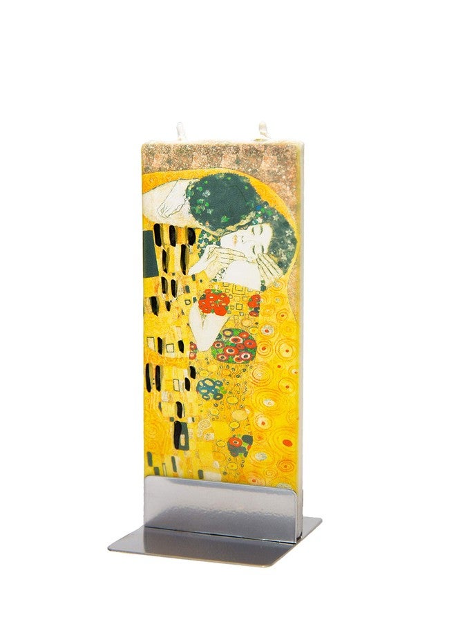 Flatyz Hand Painted Flat Candle| Unscented, Dripless, Smokeless, Decorative | Klimt –The Kiss | Double Wick with Metal Base | Unique Gift Idea and Home Décor Accent - Image 2