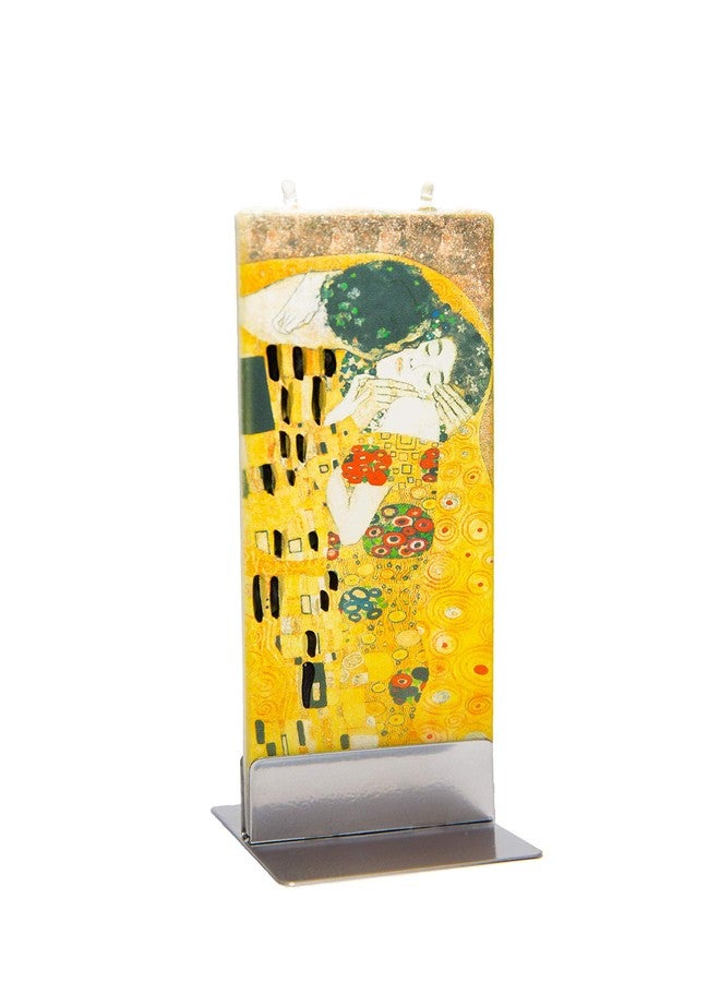 Flatyz Hand Painted Flat Candle| Unscented, Dripless, Smokeless, Decorative | Klimt –The Kiss | Double Wick with Metal Base | Unique Gift Idea and Home Décor Accent - Image 3