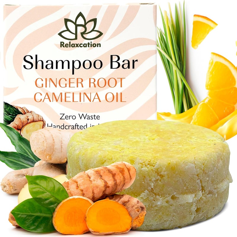 Organic Ginger Hair Growth Solid Shampoo Bar for Regrowth Hair  GINGER ROOT CAMELINA OIL TURMERIC LEMONGRASS  Anti Hair Loss Shampoo AntiDandruff and AntiItching  USA MADE 1 pack