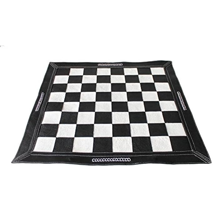 StonKraft - 19" x 19" Genuine Suede Leather Chess Board - Black | Roll-Up Chess | 2 Player | Age 12+ - Image 3