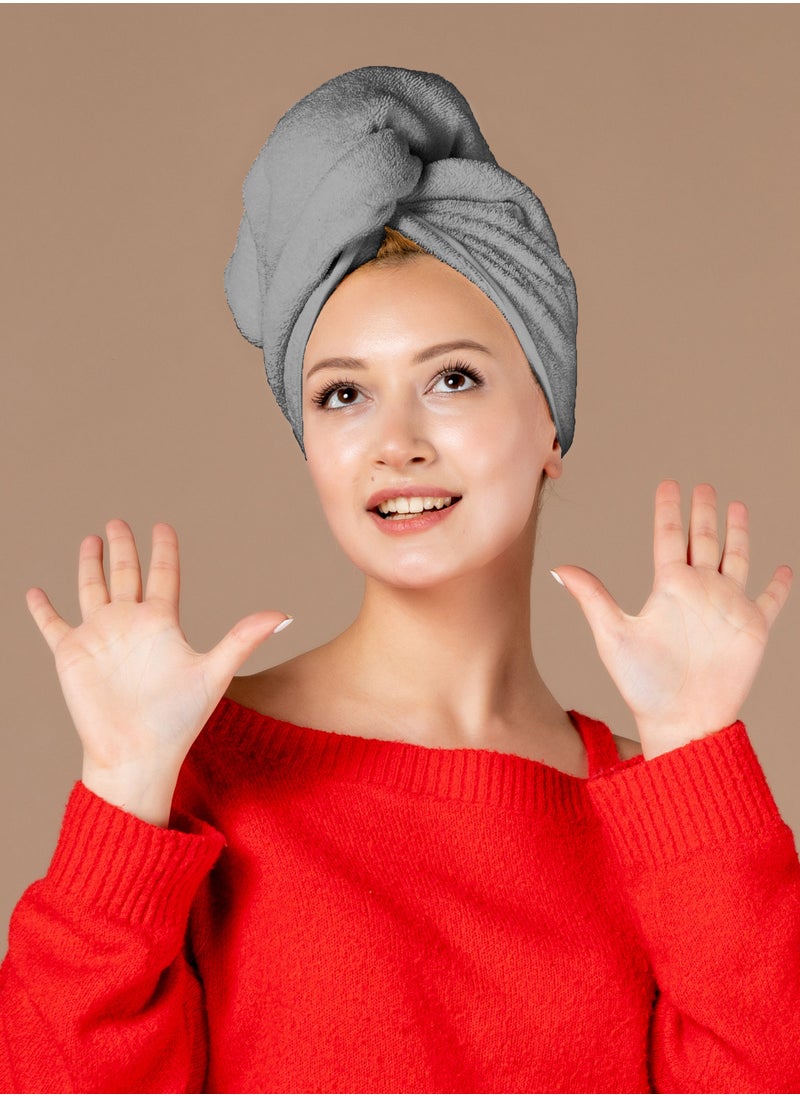 Siesta Zen - Premium Quality 100% Pure Combed Cotton Soft Hair Towels, Easy Button use to hold for Women & Kids with Wet, Curly, Long, or Thick Hair, Anti frizz, Quick Dry Towel Turban, Super Ultra-Absorbent - Image 1
