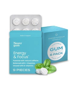 NeuroGum Energy Caffeine Gum (54 Pieces) - Sugar Free with L-theanine + Caffeine + Vitamin B12 & B6 - Nootropic Energy & Focus Supplement for Women & Men - Peppermint Flavor (Packaging May Vary)  - Image 1