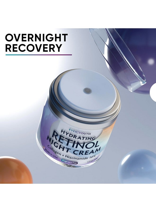 Everyouth Night Cream Face Moisturizer With Retinol Collagen Niacinamide 10% Anti Wrinkle Face Cream Made In Usa Retinol Cream For Face Anti Aging Face Cream Face Moisturizer For Women 1.7Oz - Image 2
