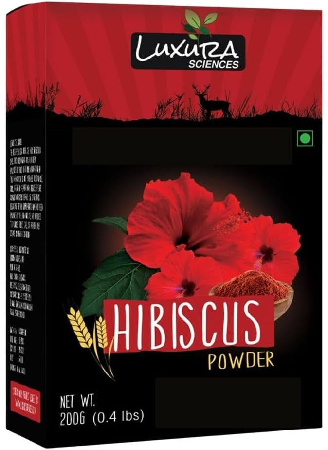 Luxura Sciences - Organic Hibiscus Powder for Healthy Hair Growth  Loss Control  Gives Thicker Eyebrows  Healthy Skin  Natural Hair  Facial Mask  705 Oz200g - Image 1
