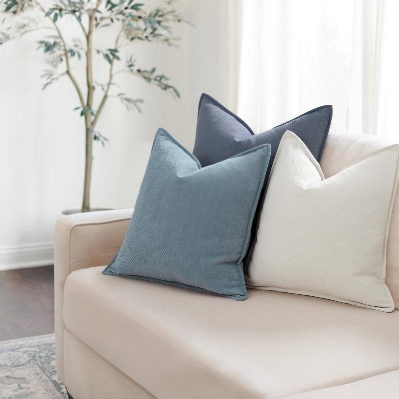 ZWJD Dusty Blue Pillow Covers 20x20 Set of 2 Chenille Throw Pillow Covers with Elegant Design Soft and Luxurious Decorative Throw Pillows for Couch, Bed, and Home Decor - Image 3