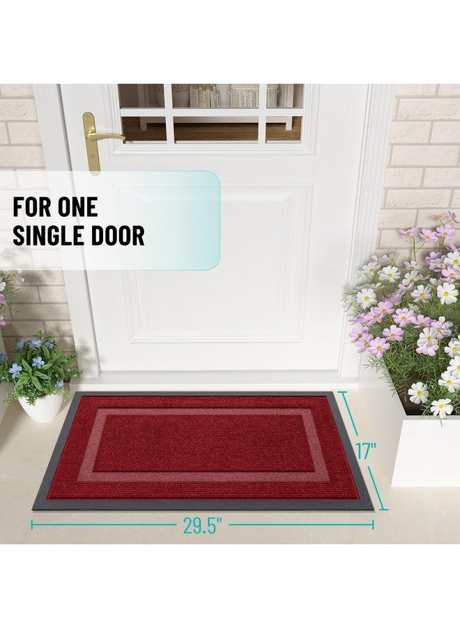 أولانلي سجادة باب أولانلي الأمامية للمدخل الداخلي والخارجي، مقاومة للماء في جميع المواسم، مناسبة لجميع الأحوال الجوية، مصنوعة من مطاط طبيعي متين، مقاومة للبهتان، منخفضة الارتفاع، سهلة التنظيف، سجادة مدخل الفناء والشرفة، 29.5 × 17، لون أحمر نبيذي - Image 2