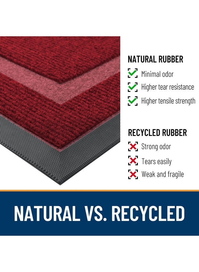 أولانلي سجادة باب أولانلي الأمامية للمدخل الداخلي والخارجي، مقاومة للماء في جميع المواسم، مناسبة لجميع الأحوال الجوية، مصنوعة من مطاط طبيعي متين، مقاومة للبهتان، منخفضة الارتفاع، سهلة التنظيف، سجادة مدخل الفناء والشرفة، 29.5 × 17، لون أحمر نبيذي - Image 4