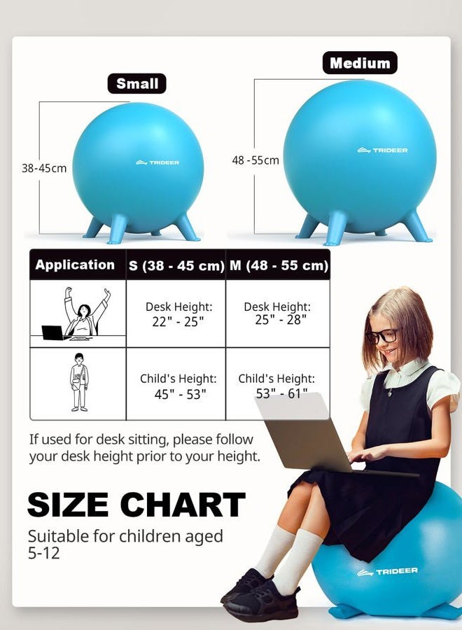 Trideer Flexible Seating for Classroom Elementary, Yoga Ball Chairs for Kids, Wobble Chair of School Supplies for Sensory Kids, Student Desk Chairs for Homeschool (Blue, 45cm) - Image 4