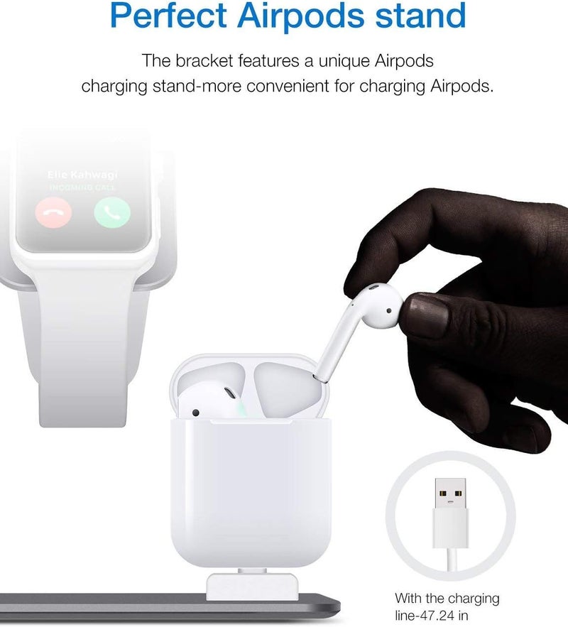 Bestand حامل ثلاثي في واحد لهاتف iPhone وiWatch وشاحن لـ Airpods فقط، رمادي (حاصل على براءة اختراع، علبة شحن Airpods غير متضمنة) - Image 5