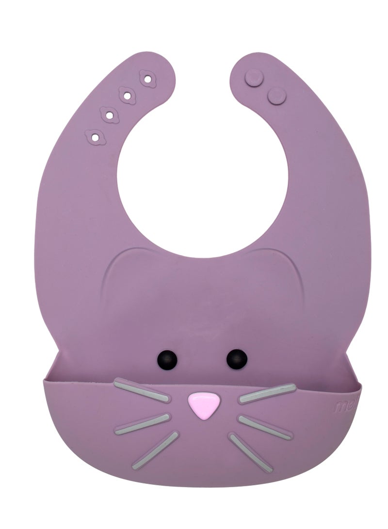 Melii Silicone Bib - Purple Cat - Image 1