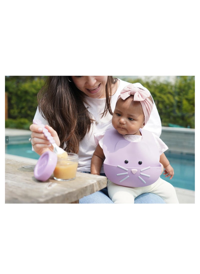 Melii Silicone Bib - Purple Cat - Image 2