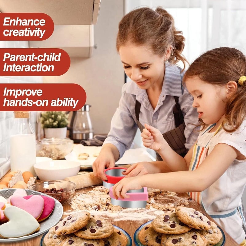 HINZER Sandwich Cutter and Sealer Set 4 Pcs Bread Decruster Sandwich Cutter Pancake Maker Heart Square Circle Dinosaur Shape DIY Cookie Cutters Gift for Kids Adult Boys Girls - Image 2