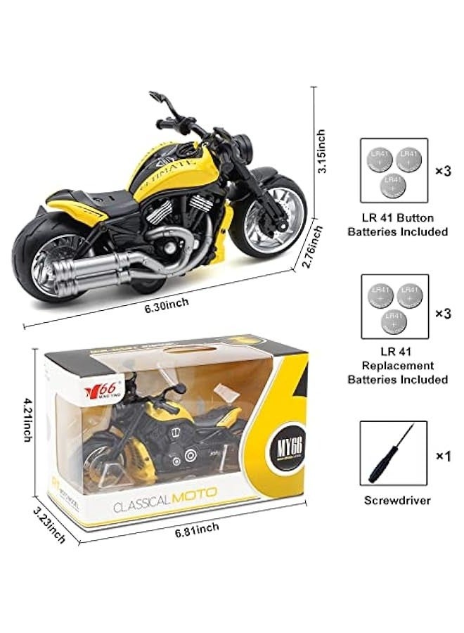 Pull Back Motorcycle Toys - Toy Motorcycle with Flashing Light up and Sounds for Aged 3+ Kids  Birthday Gifts. (Yellow) - Image 2