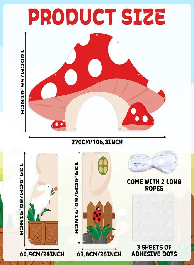 OBUSATT Mushroom Shaped Porch Banner Forest Fairy Wonderland Hanging Door Decoration Fairy Garden Mushroom Entrance Banner Backdrop for Forest Woodland Jungle Birthday Baby Shower Party Photo Props Supplies - Image 2
