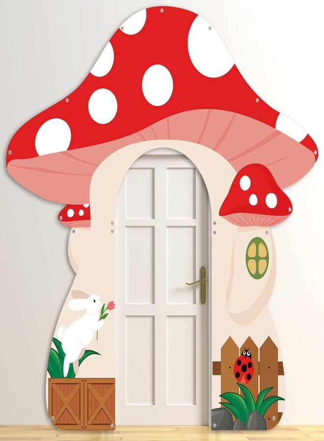 OBUSATT Mushroom Shaped Porch Banner Forest Fairy Wonderland Hanging Door Decoration Fairy Garden Mushroom Entrance Banner Backdrop for Forest Woodland Jungle Birthday Baby Shower Party Photo Props Supplies - Image 1