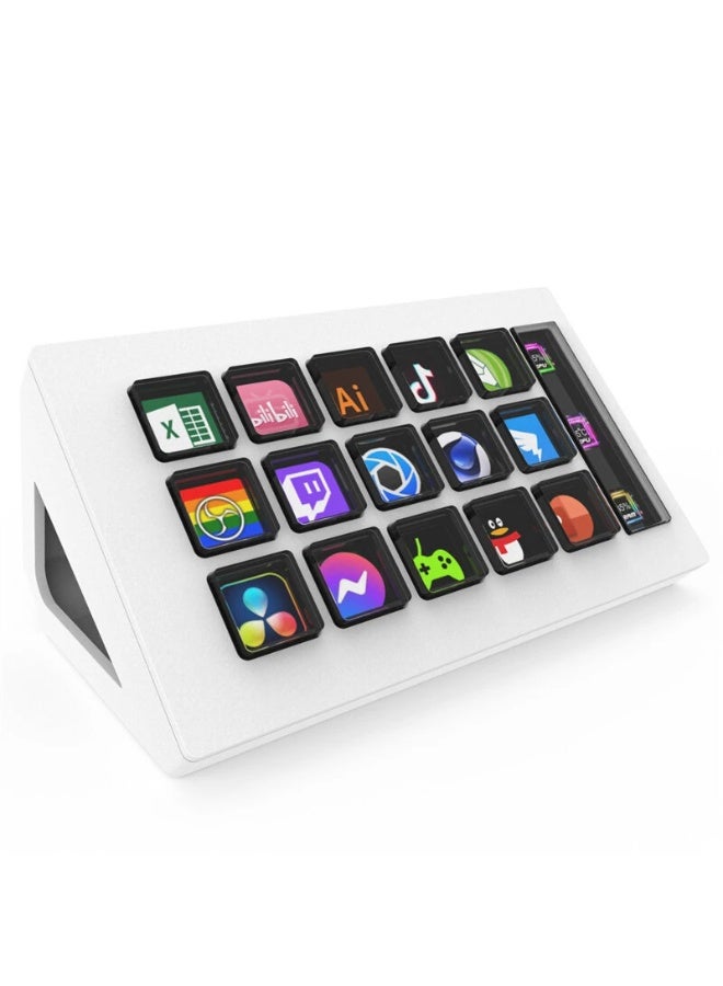 Mirabox 293S 15 LCD Keys Stream Deck with Extra Status Display Window, Customizable Visual Macro Pad Shortcut Keyboard & Hotkey Controller for Live Streaming Video Editing Gaming, Work with OBS vMix StreamDock Premiere Pro PC Windows Mac MacPad Content Creator Control Desk Console - Image 1