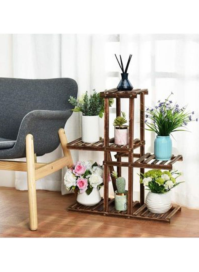 LINGWEI Wooden Flower Stand Pot Holder Flower Shelf Storage Organizer Indoor and Outdoor Solid Wood Multi Layer Balcony Decoration Floor Standing Shelve Bookcase - Image 3