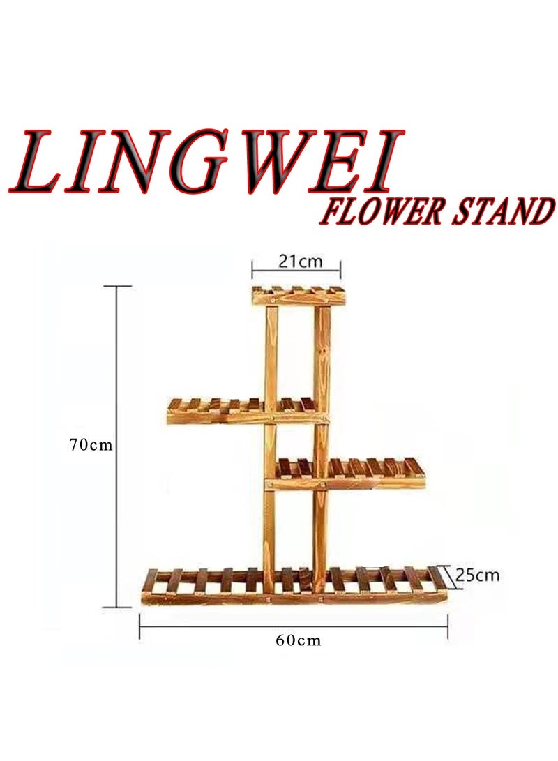 LINGWEI Wooden Flower Stand Pot Holder Flower Shelf Storage Organizer Indoor and Outdoor Solid Wood Multi Layer Balcony Decoration Floor Standing Shelve Bookcase - Image 4