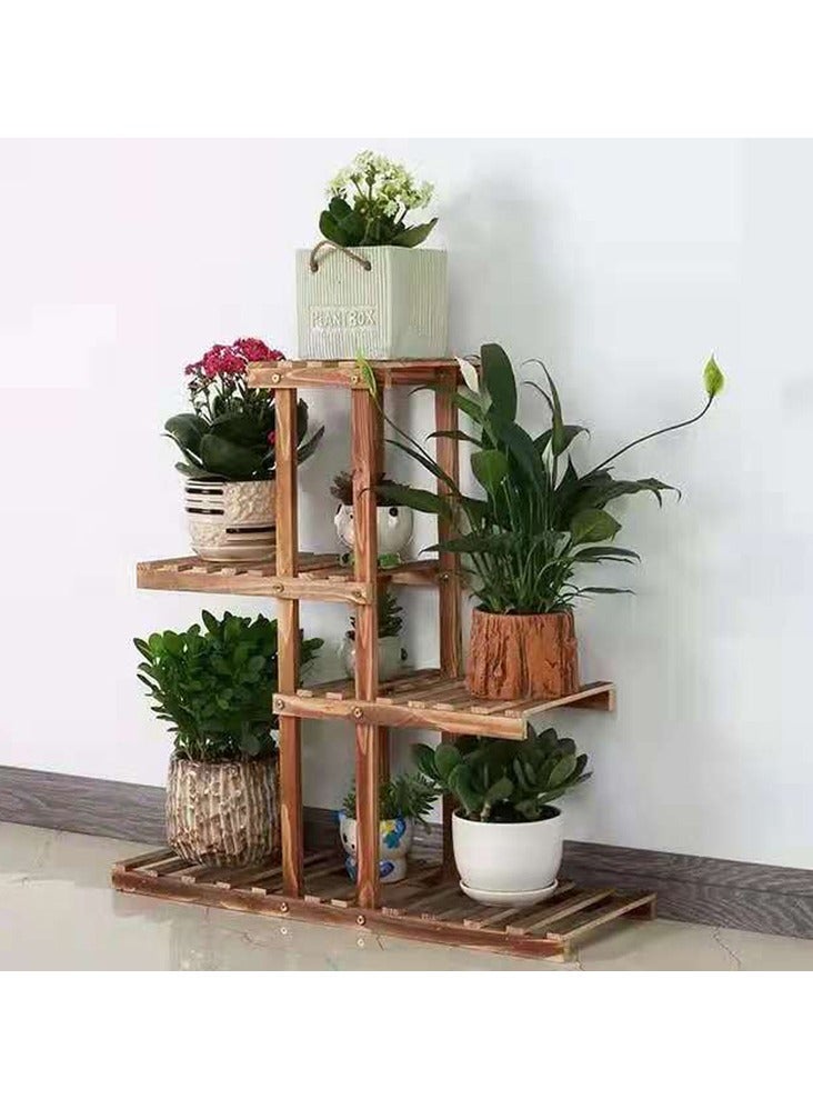 LINGWEI Wooden Flower Stand Pot Holder Flower Shelf Storage Organizer Indoor and Outdoor Solid Wood Multi Layer Balcony Decoration Floor Standing Shelve Bookcase - Image 5