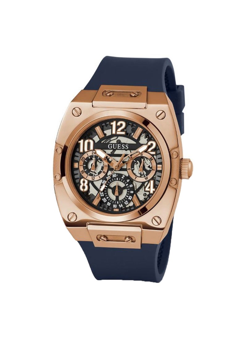 GUESS - GUESS Mens Blue Rose Gold Tone Multi-function Watch - GW0569G3 - Image 1