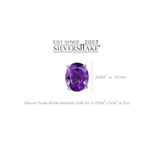 Silvershake 4.72ct. 10x8mm Genuine Oval Shape African Amethyst 925 Sterling Silver Stud Earrings - Image 2