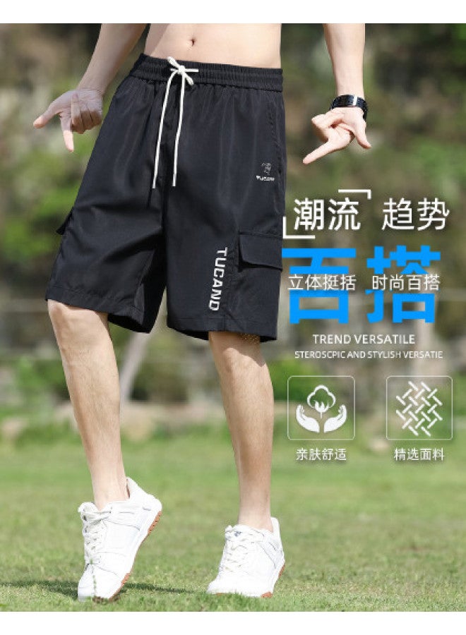 Tucano Men's Work Shorts Summer Lightweight Drawstring Cargo Shorts Comfortable Breathable Solid Color Trendy Versatile Casual Pants - Image 1