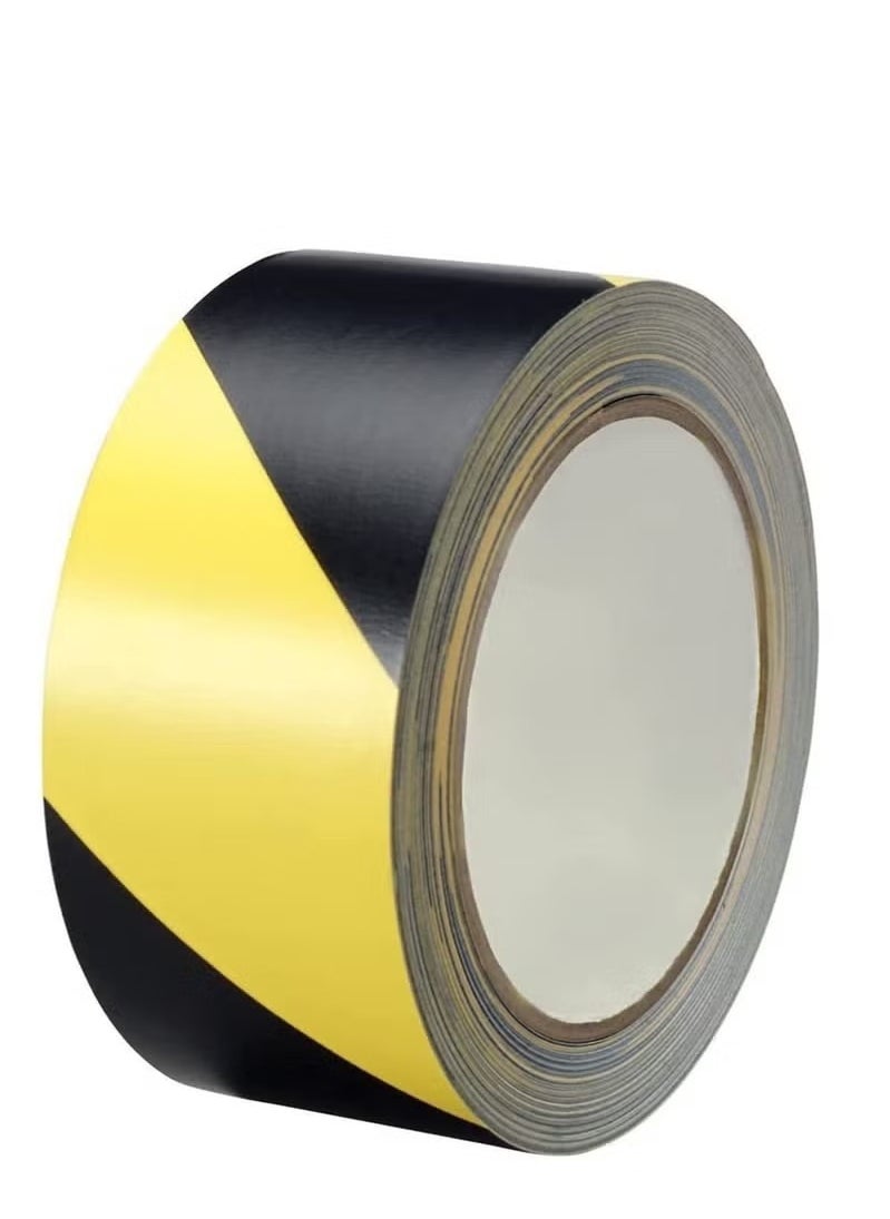 Generic Warning Tape KASTWAVE Self Adhesive Black & Yellow Hazard Safety Stripe Caution Barrier Sticky Tapes for Best Readability Maximum Visibility Designed Danger/ Hazardous Areas (33M)  - Image 1