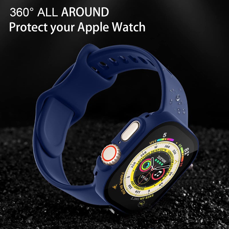 Charlam Compatible with Apple Watch Ultra Screen Protector 49mm iWatch Case, 3 Pack Full Protective Ultra-Thin Hard PC Bumper Scratch Resistant HD Protective Face Cover, Black/NavyBlue/White,49mm - Image 5