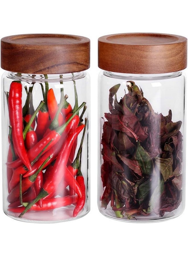 Femora Femora Borosilicate Glass Jar With Wooden Lid| Glass Jars For Kitchen| Kitchen Storage Jars| 1 Year Warranty| Fancy Jars for Gifting, Snacks, Spice, Cookies, Dry Food, Pickles|750ml| Set Of 2 - Image 1