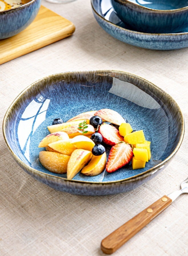 Clink Deep Ceramic Dinner Plate 1000ml, Premium Large Deep Porcelain Plate 9 inch, Azure Blue Round Handcrafted Pasta Bowl Plate, Perfect for Steak, Pasta, Salad, Main Courses - Image 5