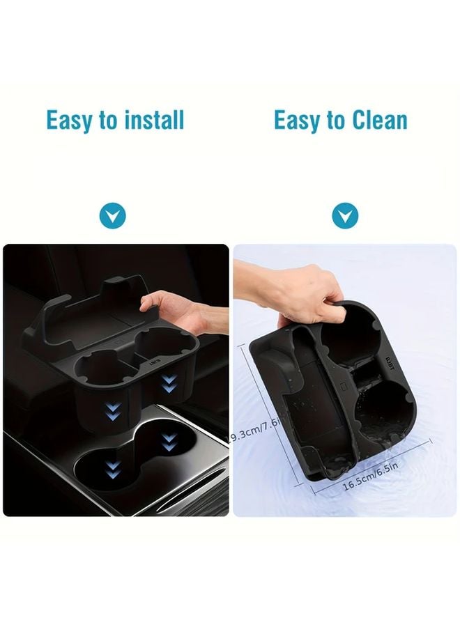 Black Silicone Storage Box For Tesla Model 3 Y Console With Cup Holder - Image 3