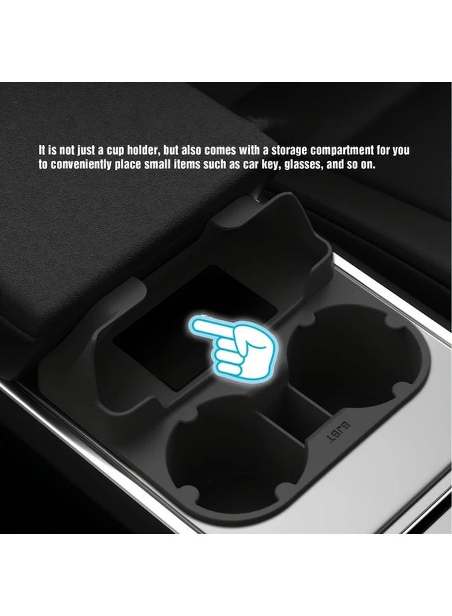 Black Silicone Storage Box For Tesla Model 3 Y Console With Cup Holder - Image 5