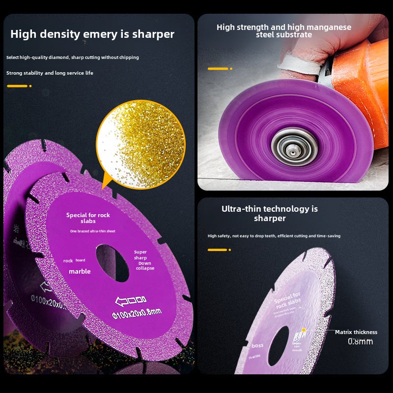 Special marble tile brazing diamond saw blade angle grinder for rock plate cutting blade ultra-thin dry slice without edge chipping(Professional grade φ110*10 U teeth) - Image 5