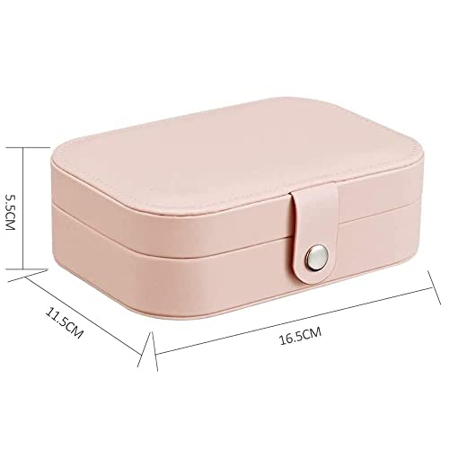 Jig-Tik Faux Leather Mini Jewelry Travel Case,Small Travel Jewelry Organizer,Portable Jewelry Box Travel Mini Storage Organizer Portable (1, JKE1-JewPinkBig) - Image 5