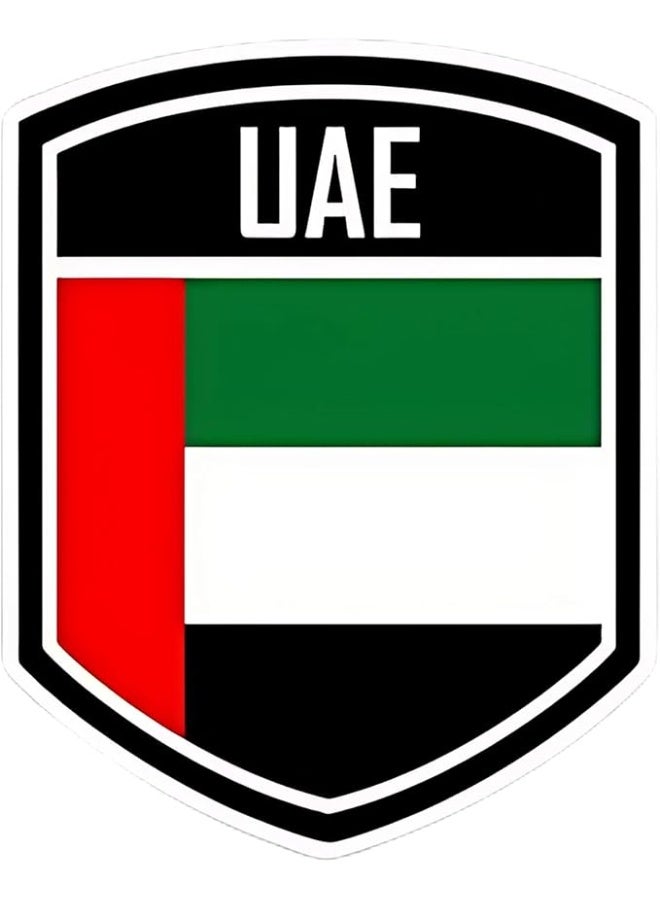 RYN UAE Flag Sheild Sticker Vinyl 16x13 CM  Adhesive VINYL Weather Proof UV Resistant Laminated Glossy UAE Flag Sticker for Car Laptops  Stickers Pack Of 2 - Image 1