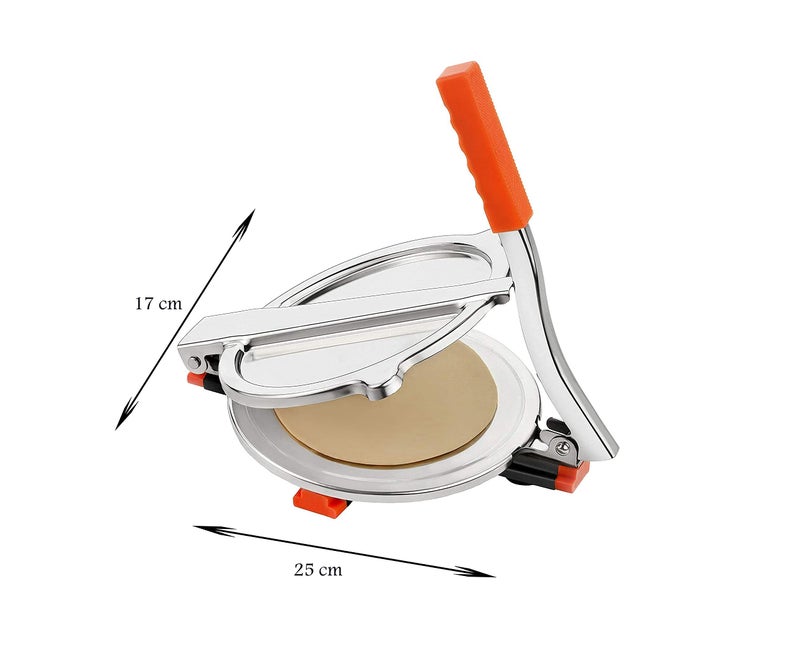 Dharam Paul Traders® Heavy Weight Stainless Steel Puri Maker Press Machine with Handle, Manual Stainless Steel Poori Press, Papad/Khakhra/Puri Maker with pre Fitted Handle, Large Size. 6 inch - Image 5