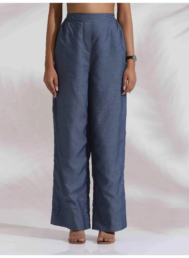 ترو برونز trueBrowns Blue Cotton Check Shirt Top Co-ord Set